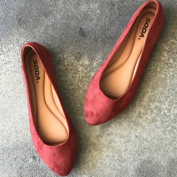 1 Left Soda Rust Brown Almond Toe Ballerina FLATS - Picture 5 of 8